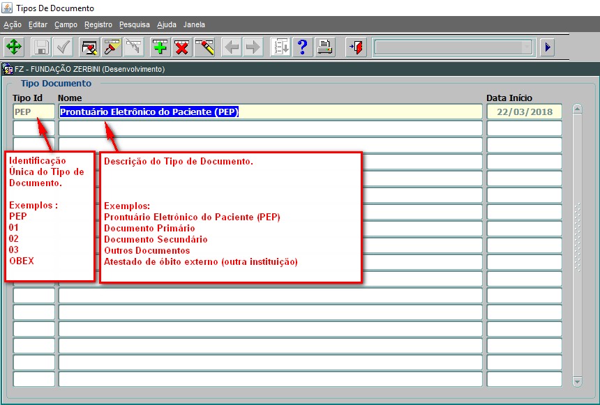 PAC0540 - Tipos de Documento